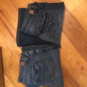 Two pairs of guess daredevil jeans